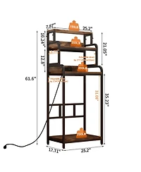 Streamdale Furniture Vintage 4-Tier Mini Fridge Stand with Storage