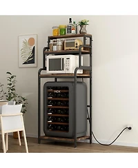 Streamdale Furniture Vintage 4-Tier Mini Fridge Stand with Storage