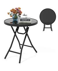 Costway 18" Folding Side Table Round Compact Coffee