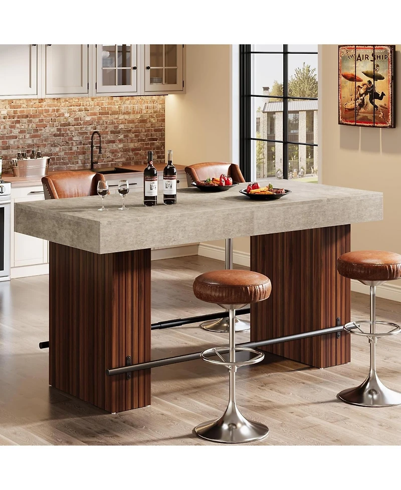 Tribesigns 62.2Inch Bar Table, Industrial Counter Height Pub Dining Table, Large Home Bar Unit