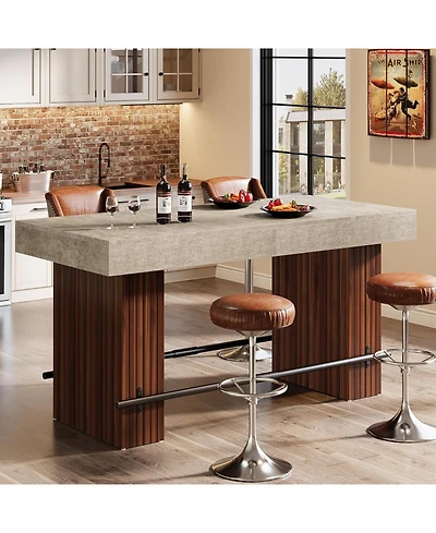 Tribesigns 62.2Inch Bar Table, Industrial Counter Height Pub Dining Table, Large Home Bar Unit