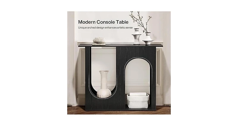 Tribesigns 39.4'' Black Console Table, Narrow Sofa Table Behind The Couch with Arched Design