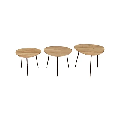 Jofran Reeves Abstract Contemporary Solid Acacia Wood Nesting End Tables (Set of 3