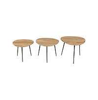Jofran Reeves Abstract Contemporary Solid Acacia Wood Nesting End Tables (Set of 3