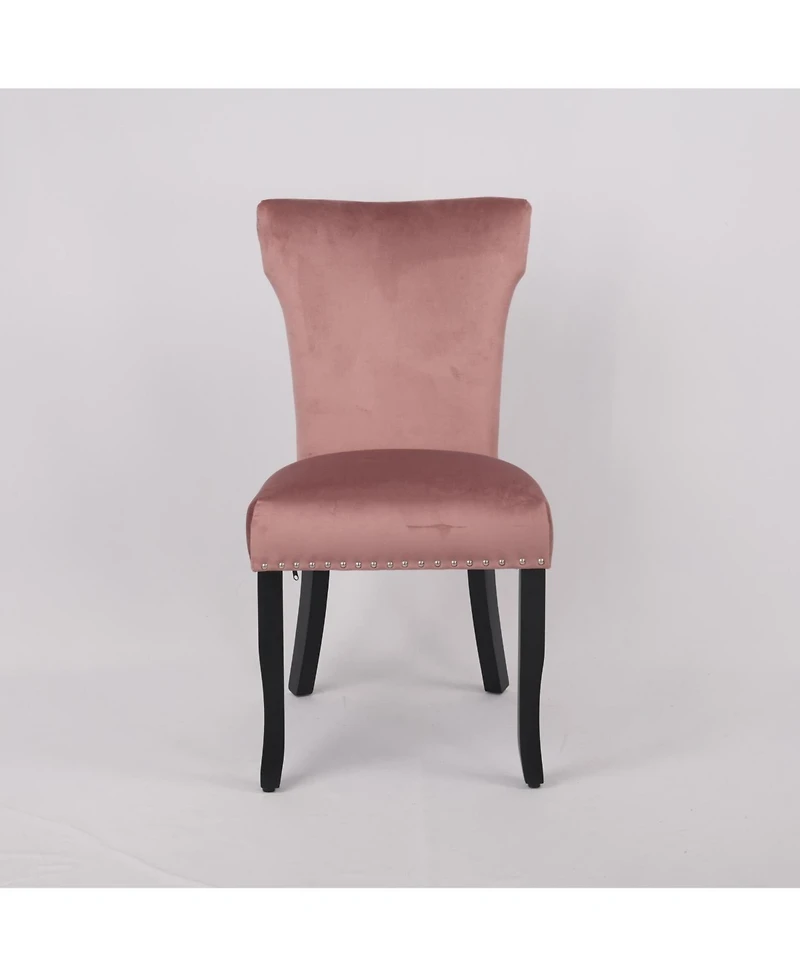 Streamdale Furniture Velvet dining chair T-strap thick cushion solid wood legs set of 2