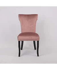 Streamdale Furniture Velvet dining chair T-strap thick cushion solid wood legs set of 2