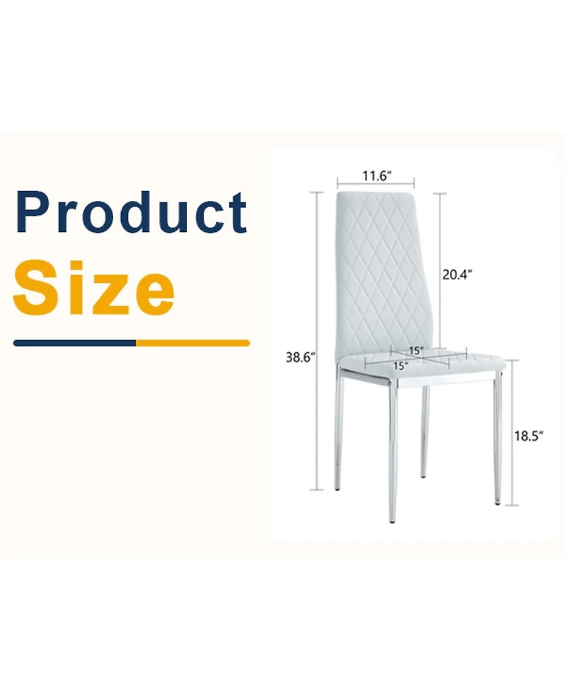 Streamdale Furniture 8-Set Leather Office Chairs: High-Back Diamond Quilted, 45D Foam Cushion. Black/White/Gray.