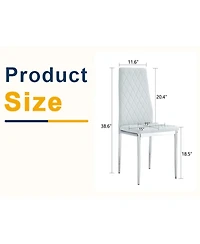 Streamdale Furniture 8-Set Leather Office Chairs: High-Back Diamond Quilted, 45D Foam Cushion. Black/White/Gray.