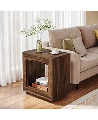 Tribesigns Rustic Wood End Table, Industrial Sofa Side Table for Living Room