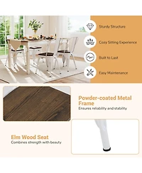 Gymax Tolix Style Metal Dining Chairs Set of 4 w/Wood Seat & Removable Backrest