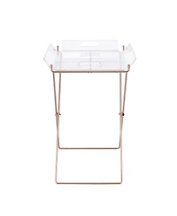 Lovmor Rectangular Tray Table with Removable Clear Acrylic Top, Metal X-Frame Base, 100 lbs Capacity, Modern Accent Table