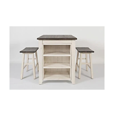 Jofran Rustic Reclaimed Solid Wood Farmhouse 3 Piece Counter Height Dining Set
