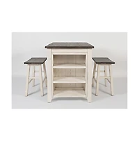 Jofran Rustic Reclaimed Solid Wood Farmhouse 3 Piece Counter Height Dining Set