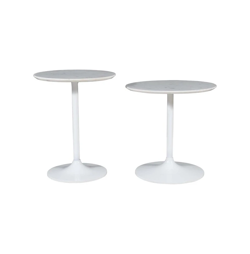 Jofran Camille Solid Marble and Iron Modern Luxury Accent Tables (Set of 2