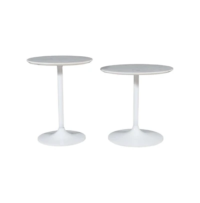 Jofran Camille Solid Marble and Iron Modern Luxury Accent Tables (Set of 2