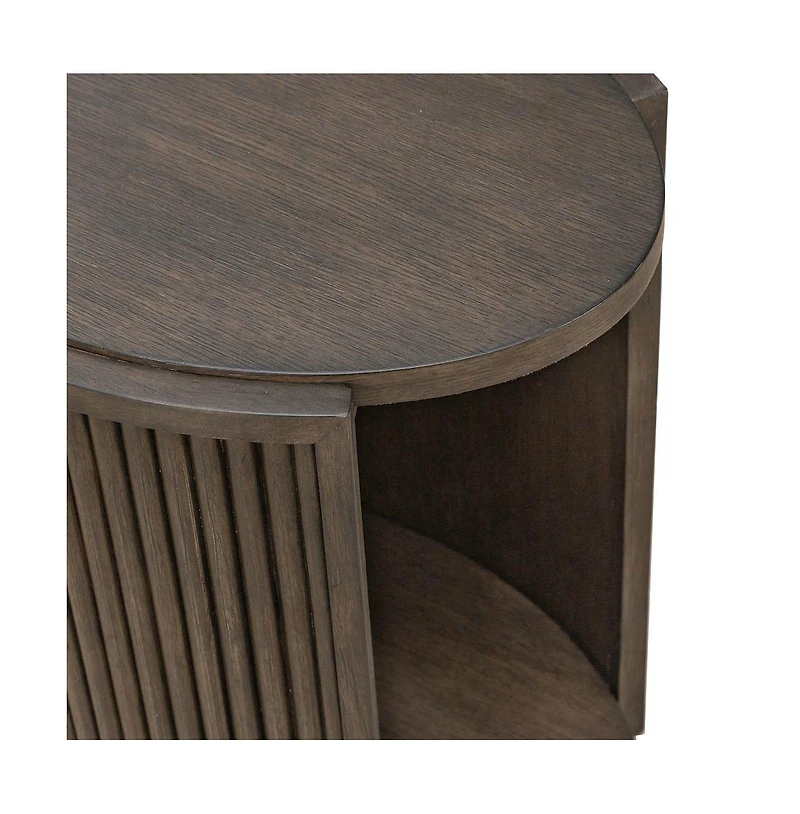 Liberty Furniture City View Chairside Table for Living Room- Coffee Bean Oak Wood