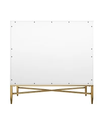 Lovmor Modern Accent Cabinet with Raised Diamond Pattern Brass Legs and Adjustable Foot Pegs