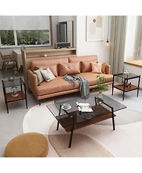 Streamdale 3-Piece Modern Gray Glass Living Room Table Set