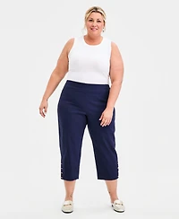Jm Collection Plus Side-Button Capri Pants, Macy's Exclusive