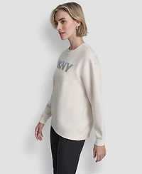 Dkny Sport Women's Nolita Rhinestone Logo Crewneck Sweatshirt