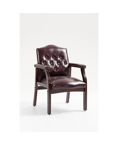 Streamdale Leather Reception Guest Chair Burgundy