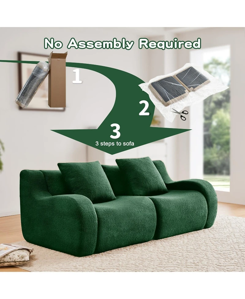 Streamdale Furniture Streamdale Soft Teddy Fabric Boneless Sofa, No Assembly, Anti-Slip, 32D Sponge