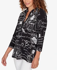 Ruby Rd. Petite Parisian Print Embellished Knit Top