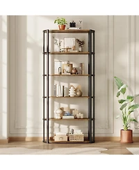 gaomon 6-Tier Wooden Bookshelf, 71" Industrial Tall Bookcase with Metal Frame, Large Open Storage Shelf for Living Room, Bedroom, Office