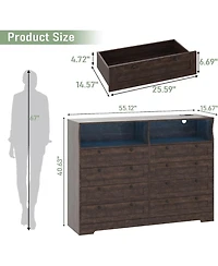 gaomon 8 Drawer Wood Dresser, Wide Chest Storage for Bedroom, Living Room, Hallway, Tv Stand for Up to 55" Tv