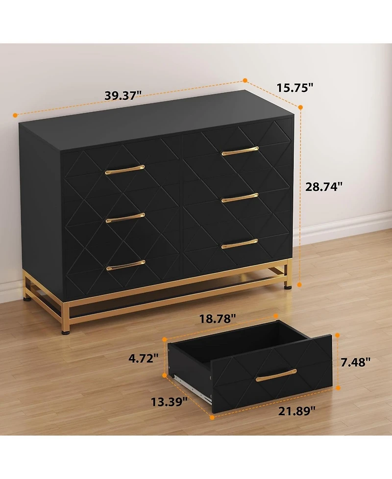 Gaomon 6-Drawer Dresser for Bedroom & Closet Tall Chest with Soft-Close Glides, Anti-Tip Kit | 28.7" H Space Saving Storage Organizer