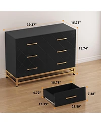 Gaomon 6-Drawer Dresser for Bedroom & Closet Tall Chest with Soft-Close Glides, Anti-Tip Kit | 28.7" H Space Saving Storage Organizer
