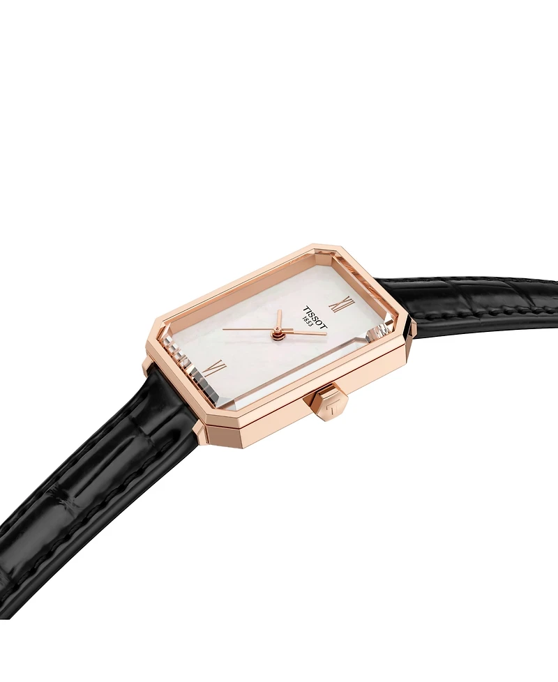 Tissot Women's Quartz Black Leather Strap Watch, 21.80mm