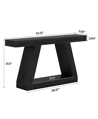 Tribesigns Farmhouse Console Table, 55-Inch Rustic Sofa Table with Storage, Black