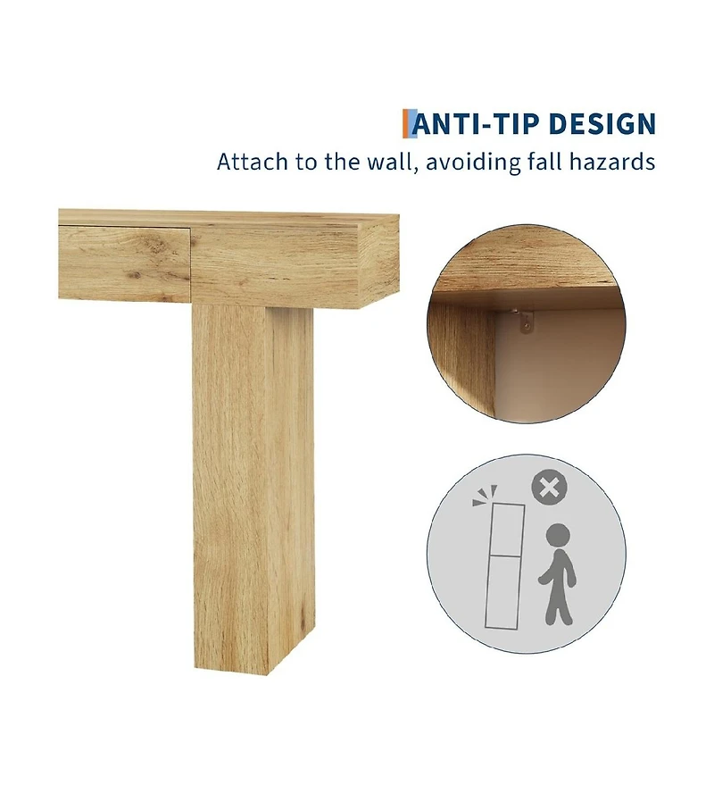 Gaomon 47" Console Table with Drawer – Wooden Industrial Farmhouse Sofa Table for Entryway, Hallway, or Behind Couch