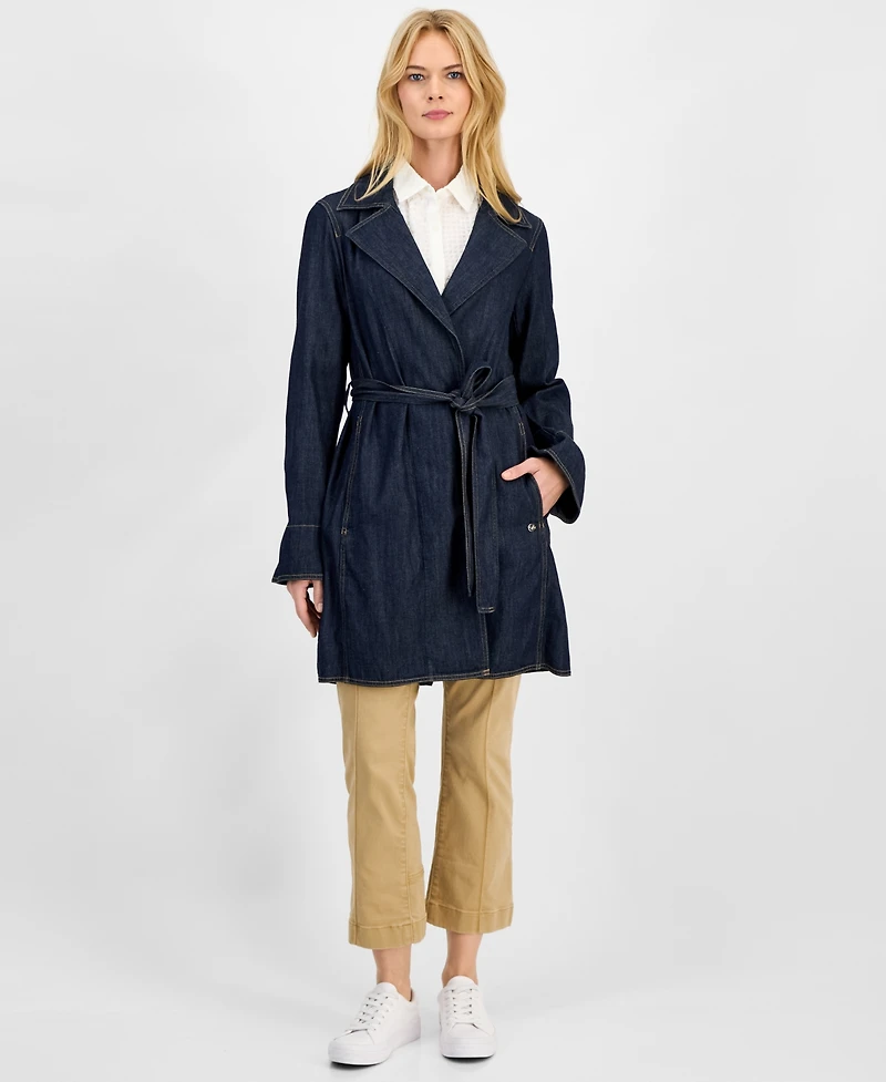 Nautica Women's Denim Trench Coat