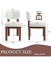 Boyel Living Set of 2 Farmhouse Wooden Dining Chairs 22.05" Fabric Upholstered with Rubberwood Legs