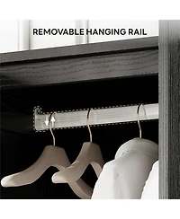 Likimio Black Armoire Wardrobe Closet 70" H, 5 Doors Bedroom Wooden Wardrobe with 4 Storage Shelves and Hanging Rod