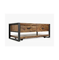 Jofran Loftworks Modern Industrial Distressed Acacia 48" Coffee Table with Drawers