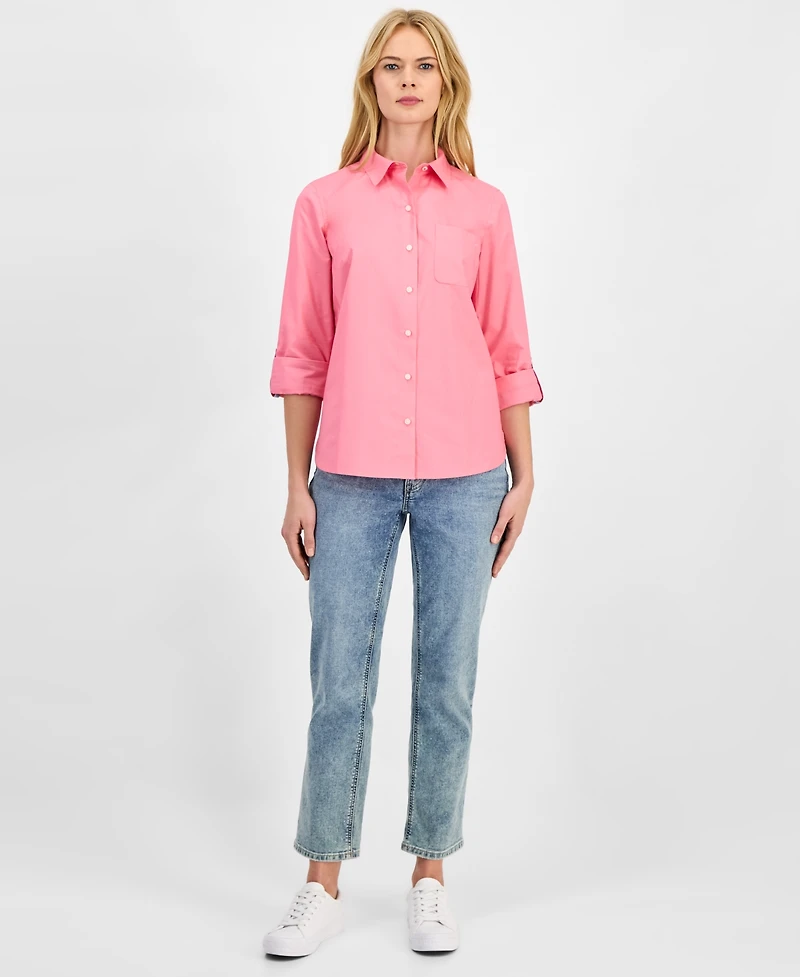 Nautica Jeans Women's Roll-Tab Button-Front Shirt