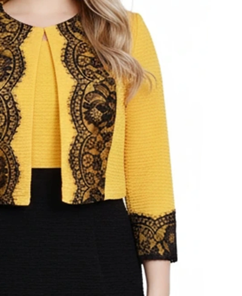 Ny Collection Women's Lace-Detail 2 Piece Textured Knit Dress Set