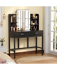 Aheaplus Makeup Vanity with Mirror and Lights, Table Drawers