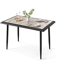 Costway 44" Rectangular Kitchen Table with Metal Frame Faux Marble Tabletop Dining Table
