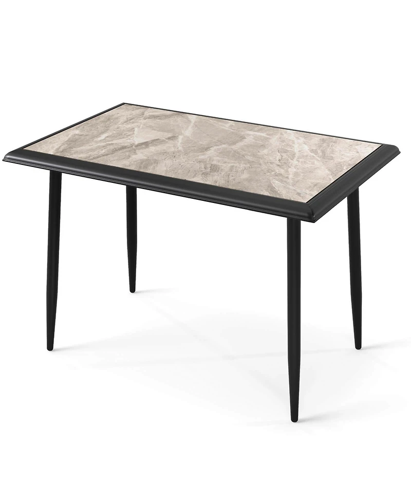 Costway 44" Rectangular Kitchen Table with Metal Frame Faux Marble Tabletop Dining Table