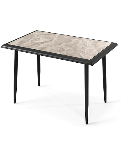 Costway 44" Rectangular Kitchen Table with Metal Frame Faux Marble Tabletop Dining Table