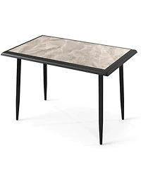 Costway 44" Rectangular Kitchen Table with Metal Frame Faux Marble Tabletop Dining Table
