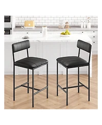 Gaomon Bar Stools Set Of 2, Counter Height Bar Stools With Footrest, Pu Leather Kitchen Barstools, Bar Chairs For Kitchen Island