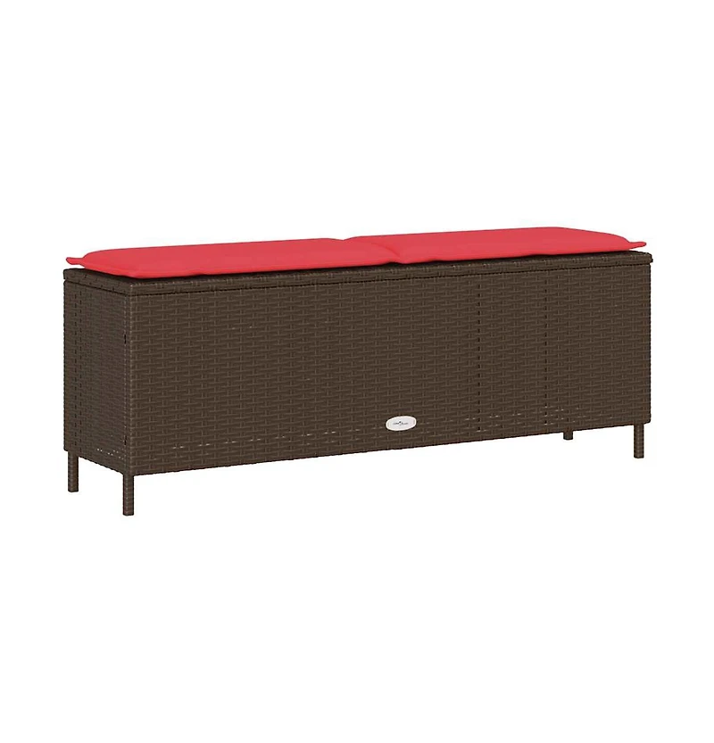 vidaXL Patio Bench with Cushion Brown 43.3"x11.8"x15.9" Poly Rattan