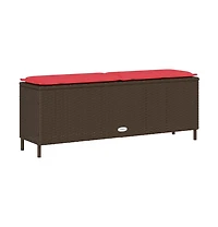 vidaXL Patio Bench with Cushion Brown 43.3"x11.8"x15.9" Poly Rattan