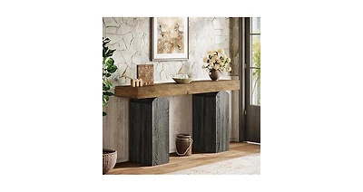 Tribesigns 63" Long Entryway Table, Farmhouse Console Table with 2 Arched Pedestal Legs