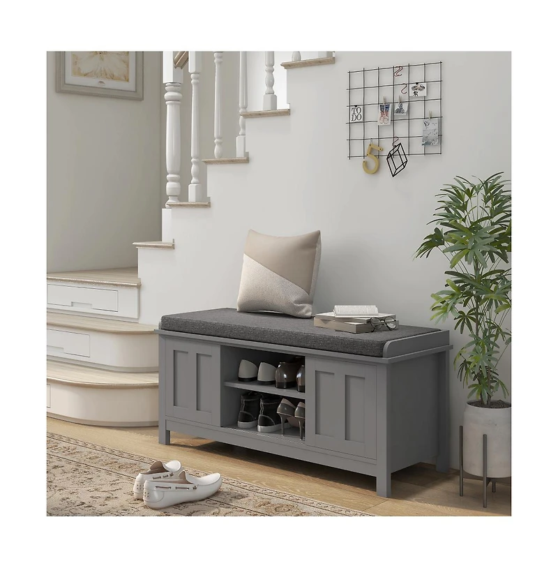 Slickblue Compact Shoe Bench with Hidden Storage